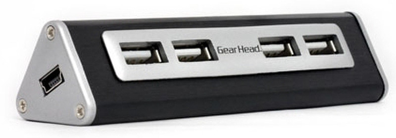 Gear Head UH4200T 480Мбит/с Черный, Cеребряный хаб-разветвитель