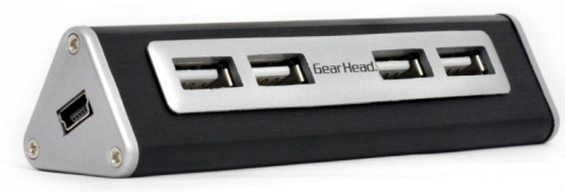 Gear Head UH5200T 480Мбит/с Черный, Cеребряный хаб-разветвитель