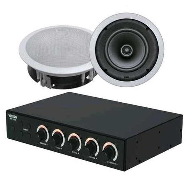 Vision AV-1600 Mixer Amplifier + CS-1300 2.0 Haus Verkabelt Schwarz Audioverstärker