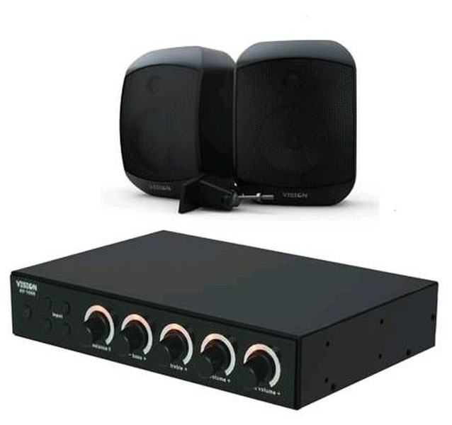 Vision AV-1600 Mixer Amplifier + SP-1300B 2.0 home Wired Black audio amplifier