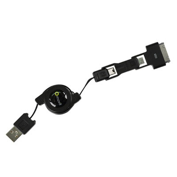 Muvit Triplug USB iPhone/Micro USB/Mini USB Schwarz Handykabel