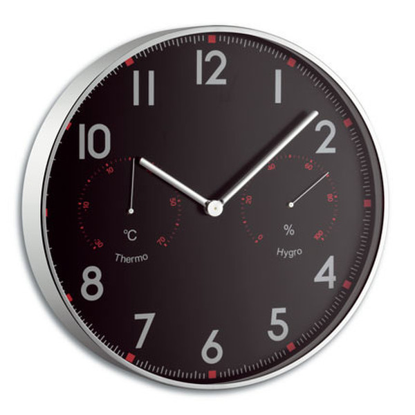 TFA 60.3004 Quartz wall clock Круг Черный, Нержавеющая сталь настенные часы