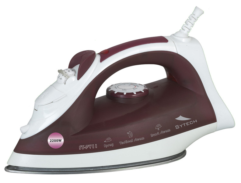 Sytech SY-PV11 Dry & Steam iron Stainless Steel soleplate 2200W Cherry,White iron