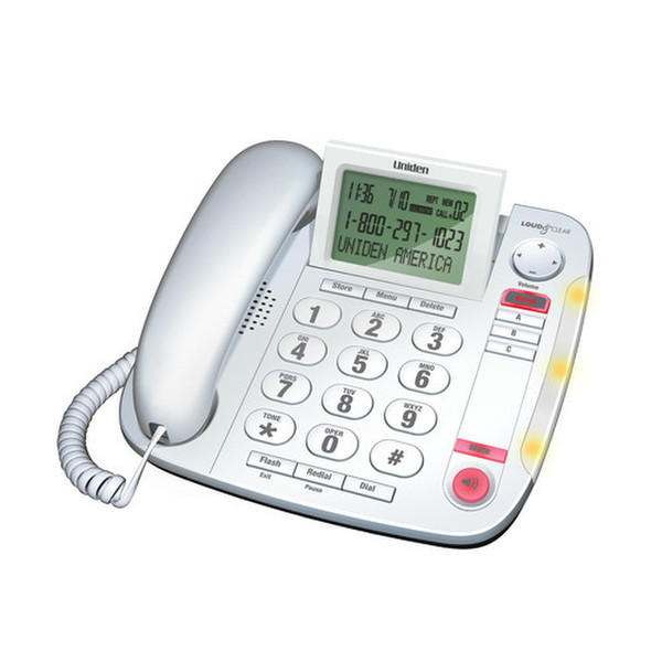 Uniden CEZ260W Аналоговый Идентификация абонента (Caller ID) Белый телефон