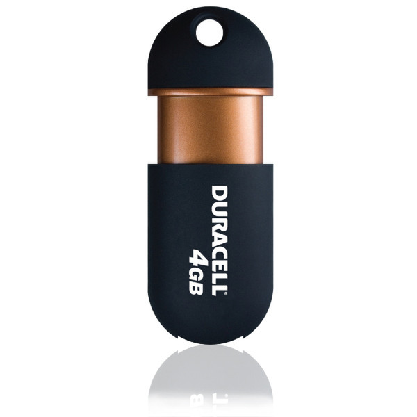 Duracell Capless USB, 4GB 4ГБ USB 2.0 Черный, Медный USB флеш накопитель
