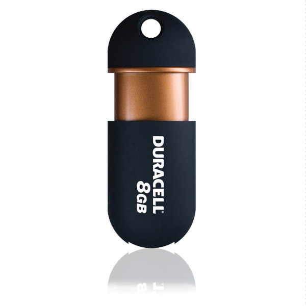 Duracell Capless USB, 8GB 8ГБ USB 2.0 Черный, Медный USB флеш накопитель