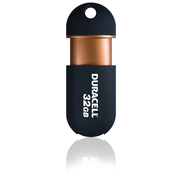 Duracell Capless USB, 32GB 32ГБ USB 2.0 Черный, Медный USB флеш накопитель