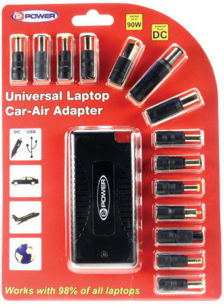 2-Power Universal Laptop Car-Air Adapter Авто 90Вт Черный