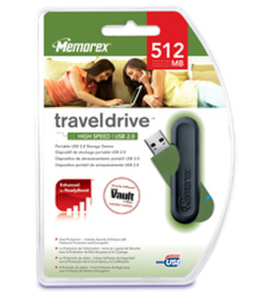 Memorex TravelDrive™ 2007 Model 0.512GB USB 2.0 Type-A USB flash drive