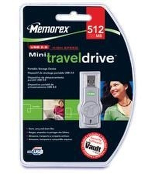 Memorex 512MB Mini TravelDrive 0.512ГБ Cеребряный USB флеш накопитель