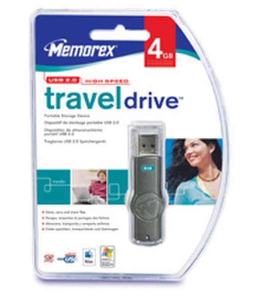 Memorex 4GB TravelDrive USB 2.0 Flash Drive 4GB Grau USB-Stick
