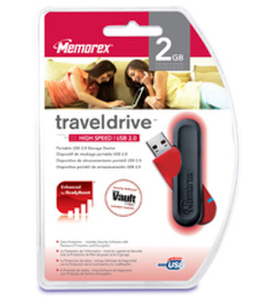 Memorex 2GB TravelDrive USB2.0 Flash Drive 2GB Rot USB-Stick