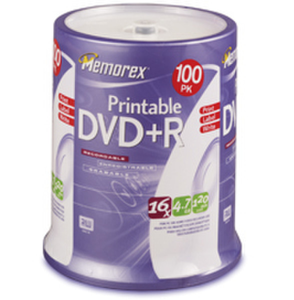 Memorex Printable DVD+R 4.7GB DVD+R 100pc(s)