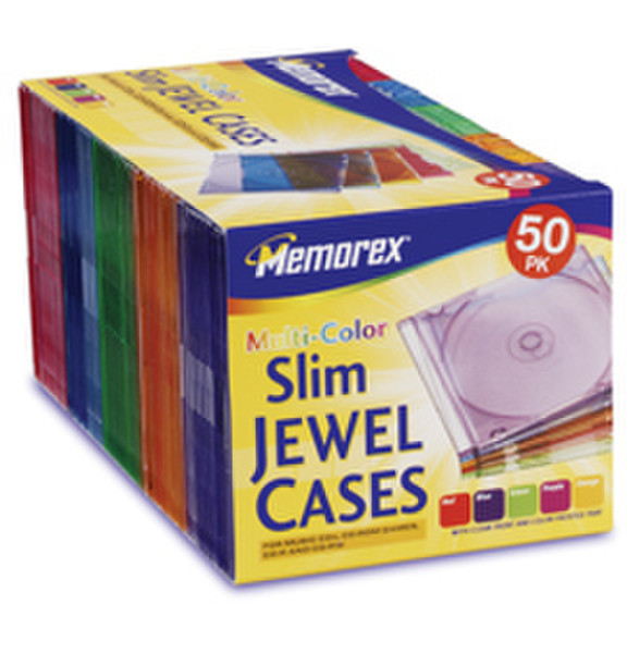 Memorex CD Jewel Cases 50 Pack Slim 1discs Multicolour