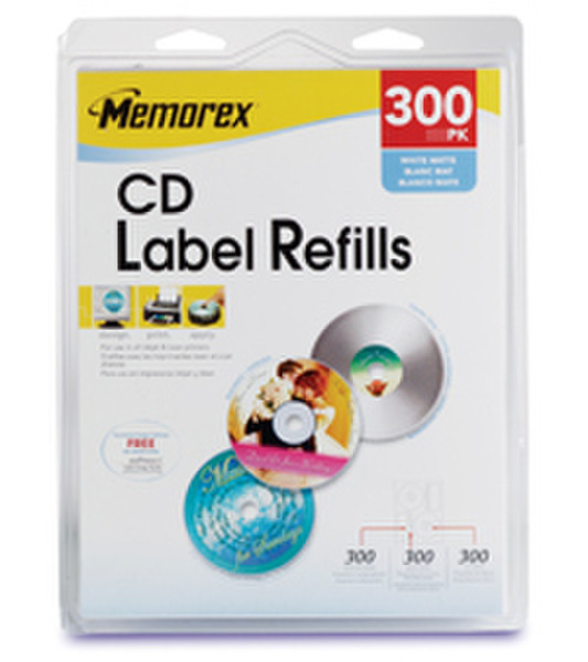 Memorex White CD Labels White 300pc(s) self-adhesive label