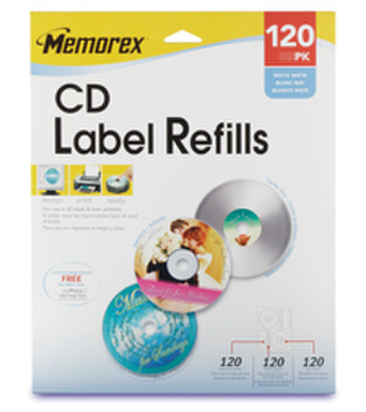 Memorex White CD Labels Weiß 120Stück(e) selbstklebendes Etikett