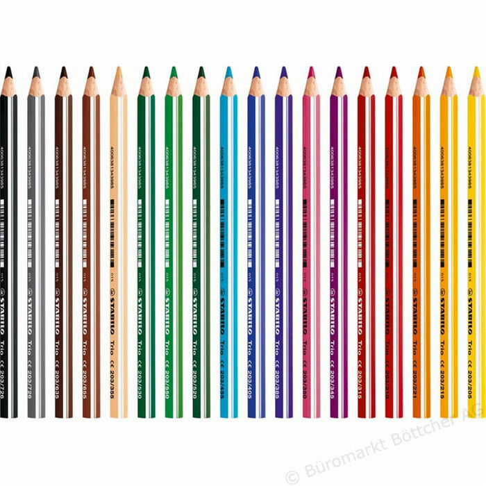 Set of 18 Multicolored 022509 Stabilo Trio Thick Pencil 