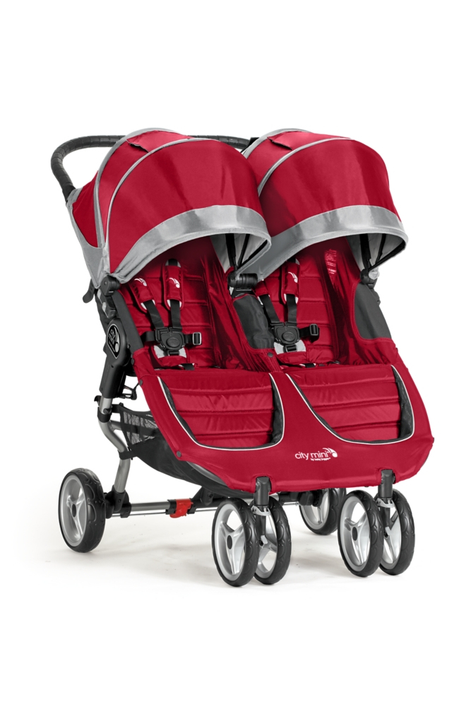 Baby Jogger City Mini Double Twin Stroller Crimson Gray NEW 