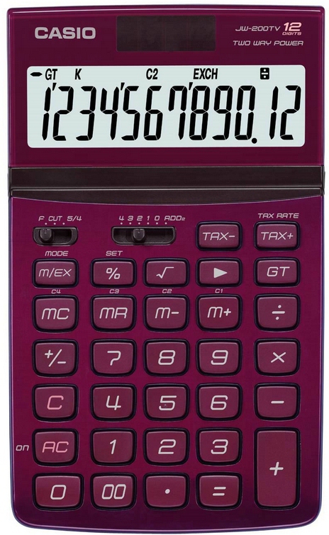 1x Brand New Casio Basic Calculator JW-200TV-Red Office/Home Supply Desk Display